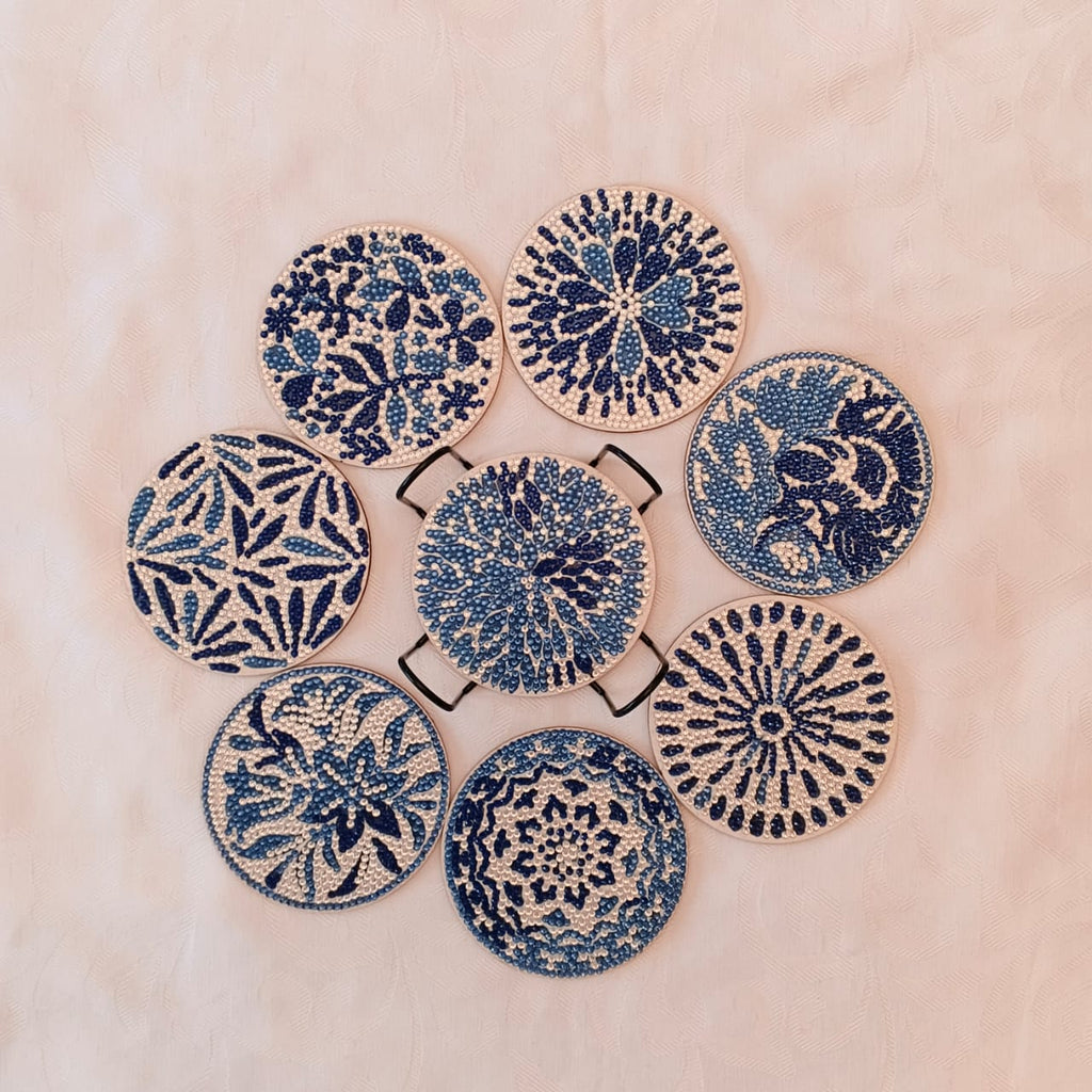 Cups Coasters - Blue & White