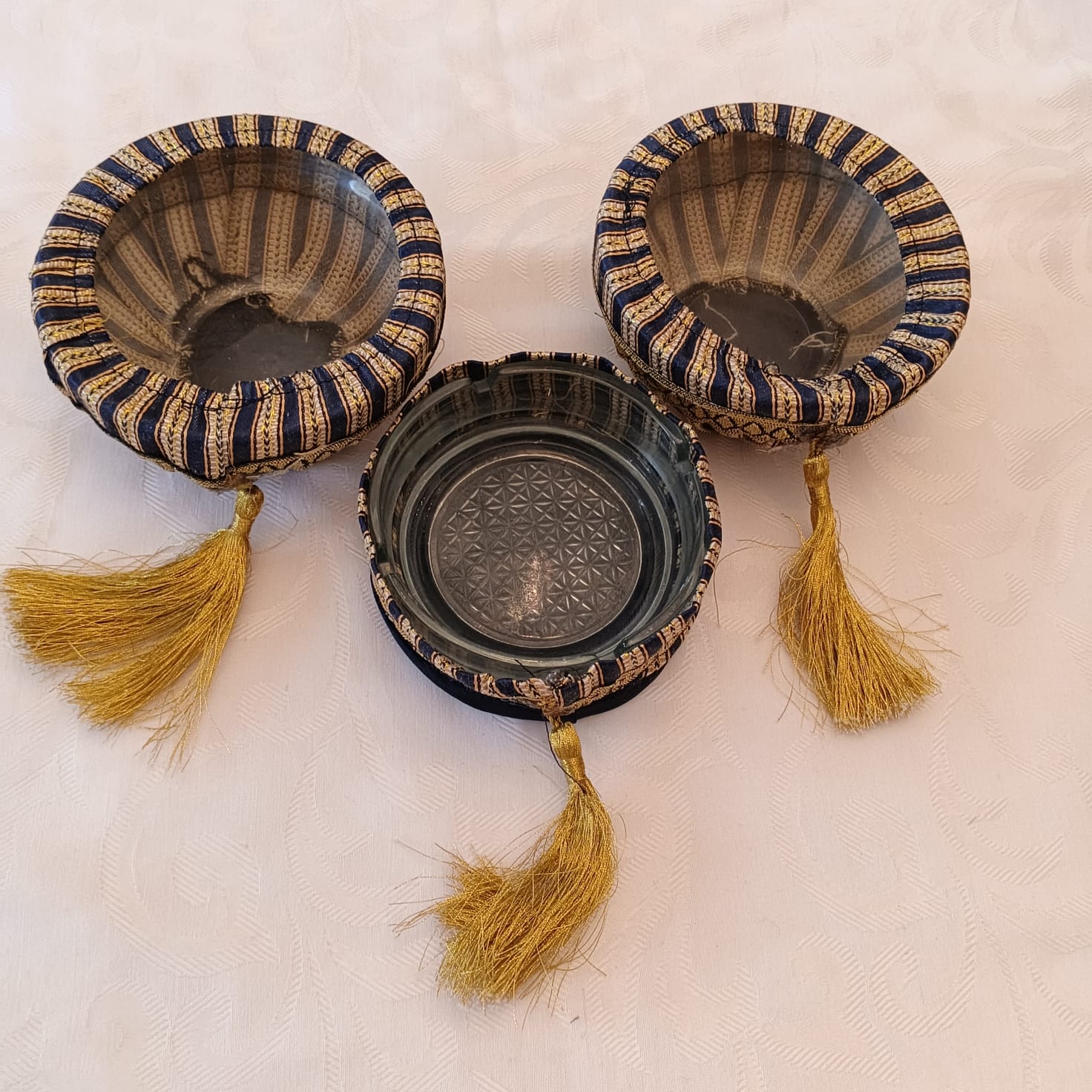 Vintage Fabric-wrapped Bowls & Ashtray